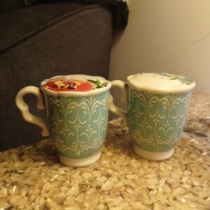 Pioneer Woman MELODY print Salt n Pepper Shakers With Stoppers (100225E)